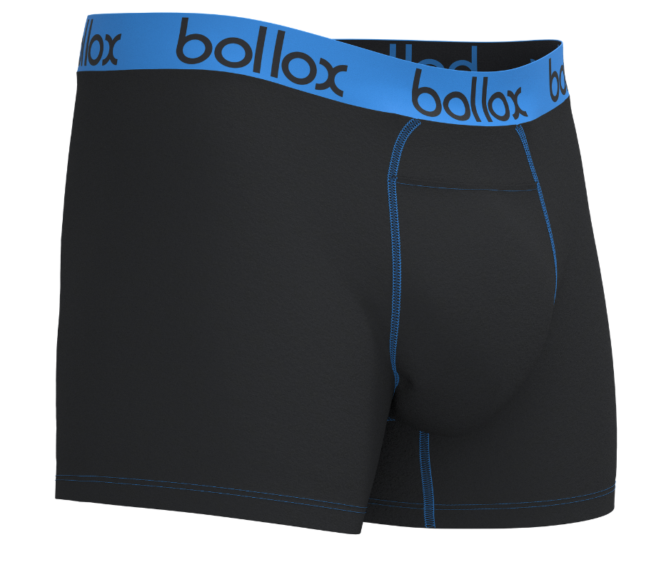 Black with Light Blue - Men's H-Fly Trunk - Bamboo & Cotton Blend (1Pack)