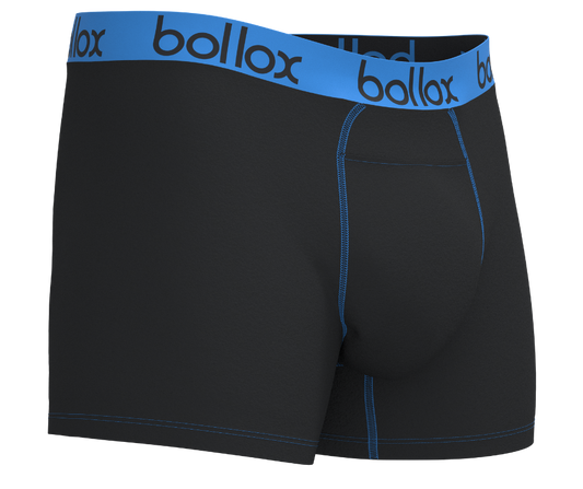 Black with Light Blue - Men's H-Fly Trunk - Bamboo & Cotton Blend (1Pack)