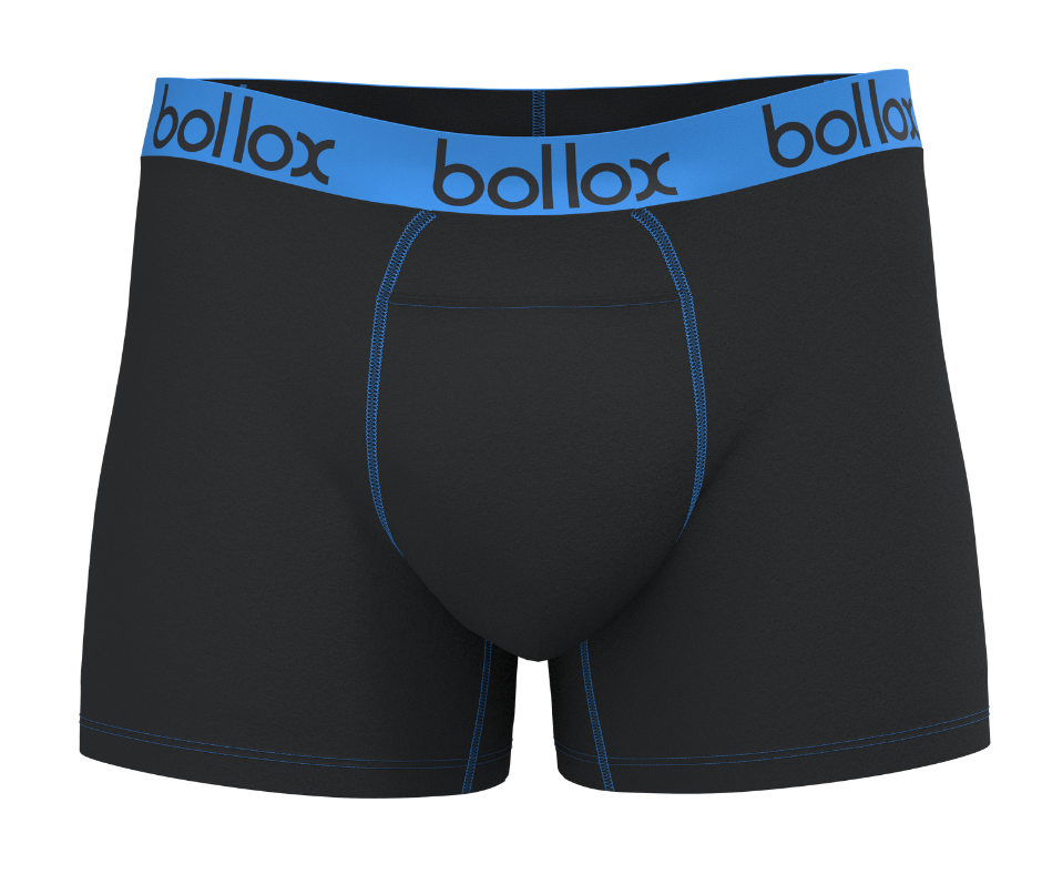 Black with Light Blue - Men's H-Fly Trunk - Bamboo & Cotton Blend (1Pack)