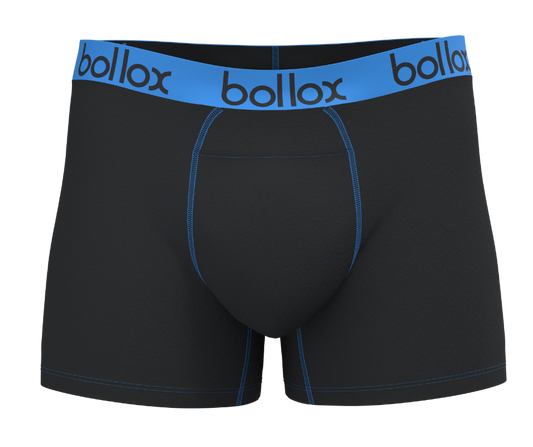 Black with Light Blue - Men's H-Fly Trunk - Bamboo & Cotton Blend (1Pack)