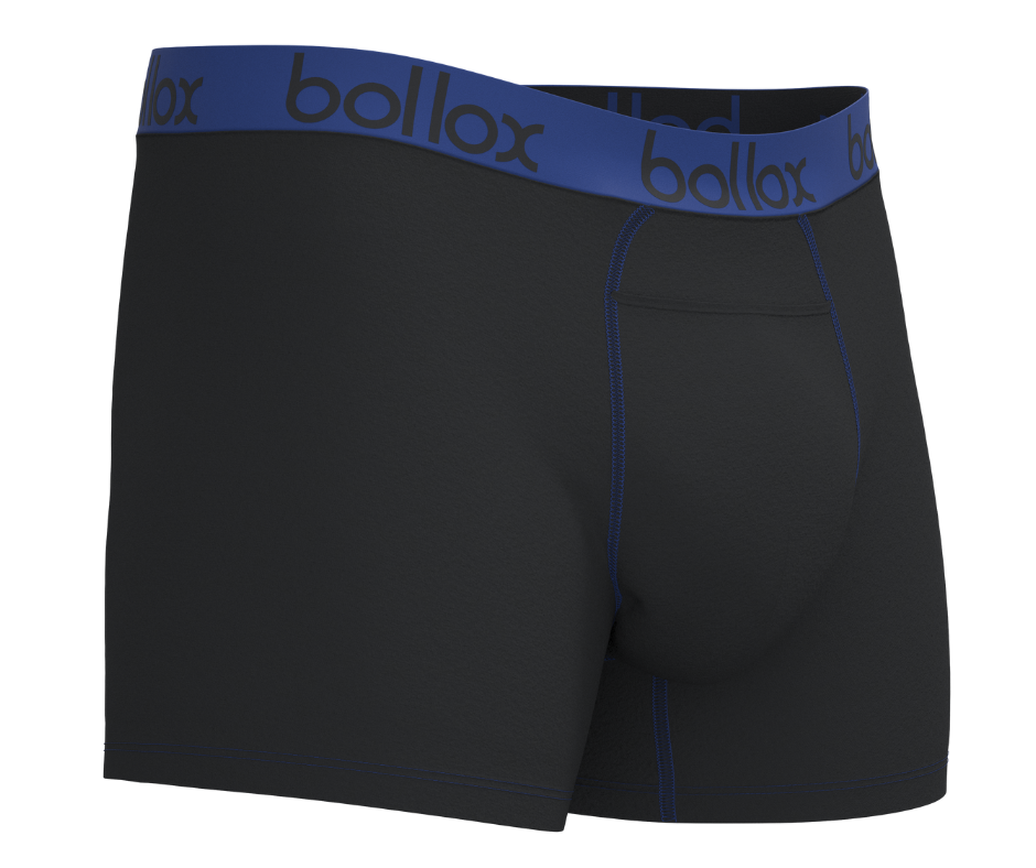 Black with Blue - Men's H-Fly Trunk - Bamboo & Cotton Blend (1Pack)