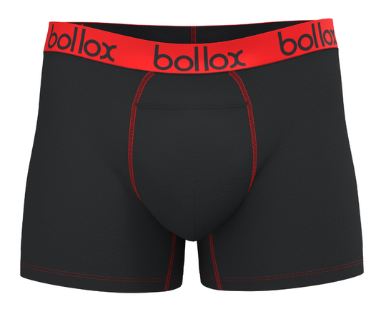 Black with Red - Men's H-Fly Trunk - Bamboo & Cotton Blend (1Pack)