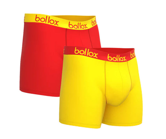 Red, Yellow Men's Underwear Boxer Short Trunks.- 2 pack